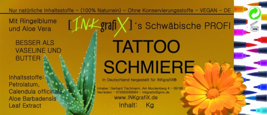 INKgrafiX® Schwäbische TATTOO SCHMIERE - Neue verbesserte Rezeptur! Besser als Butter! 1Kg
